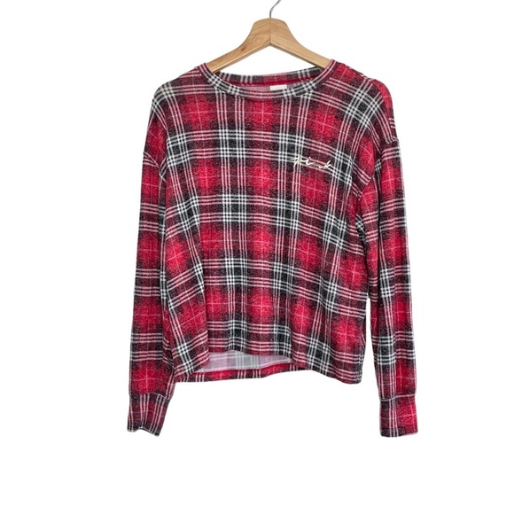 Christmas VS PINK red plaid pajamas with rose gold spell out logo size small - Picture 2 of 14